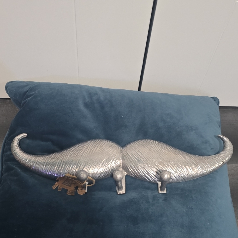 Source Unknown Silver Mustache Wall Hooks